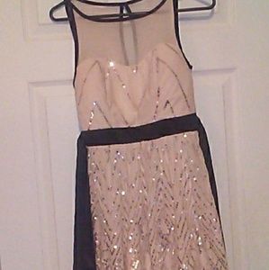 Ruby Rox sequin sweetheart faux neckline dress